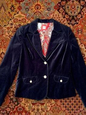 Vintage Black Velvet Blazer with Paisley Lining